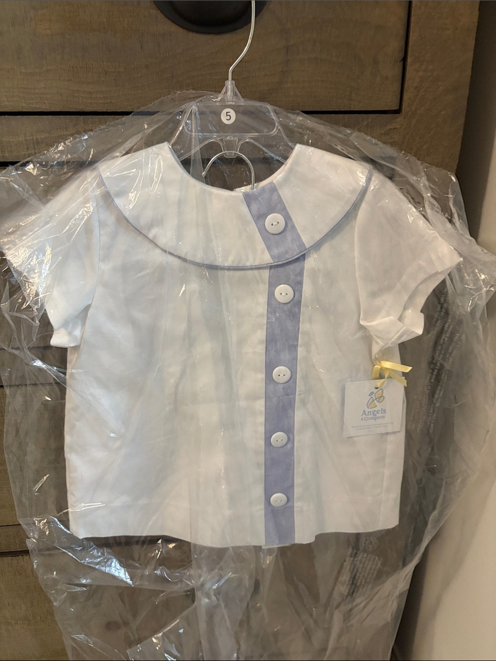 Angels & Company White & Light Blue Peter Pan Collar Top and Shorts